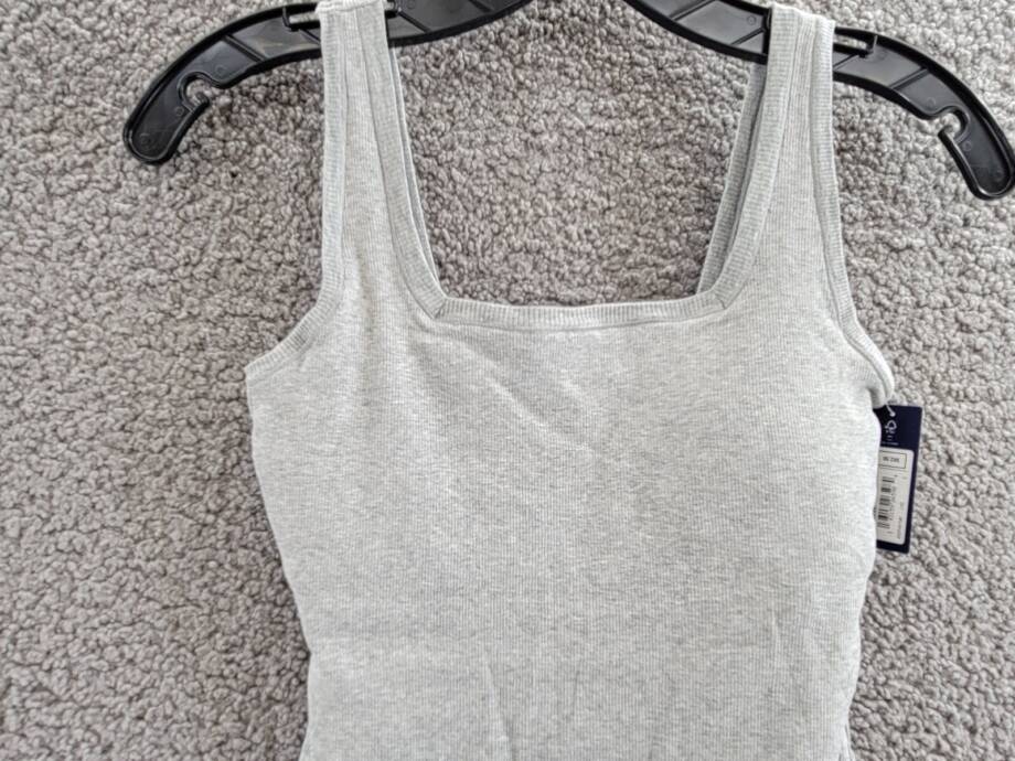 Gap GapBody Logo Comfort Thong Bodysuit Women's S Heather Gray Removable Cups