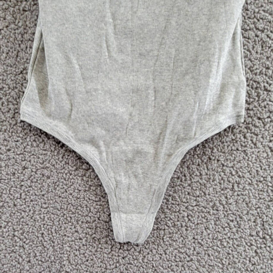 Gap GapBody Logo Comfort Thong Bodysuit Women's S Heather Gray Removable Cups