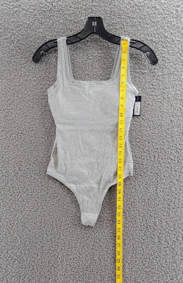 Gap GapBody Logo Comfort Thong Bodysuit Women's S Heather Gray Removable Cups