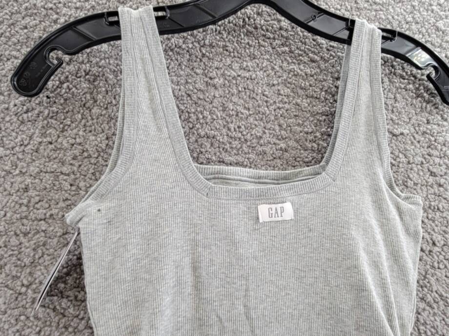 Gap GapBody Logo Comfort Thong Bodysuit Women's S Heather Gray Removable Cups