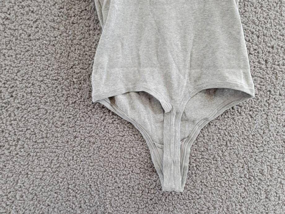 Gap GapBody Logo Comfort Thong Bodysuit Women's S Heather Gray Removable Cups