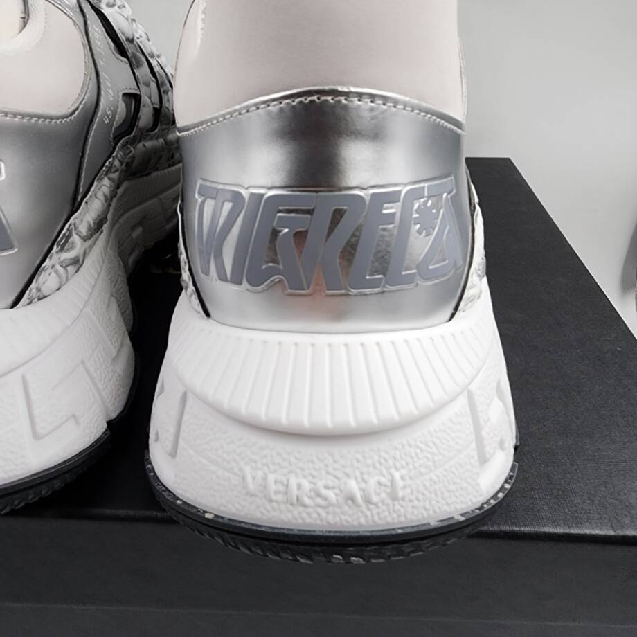 Versace Trigeca Low Top Sneakers Men's 46/13US White/Gray Mix Print Lace Up