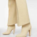 Bottega Veneta Canalazzo Woven Booties Women's 35/5US Butter Square Toe Pull On