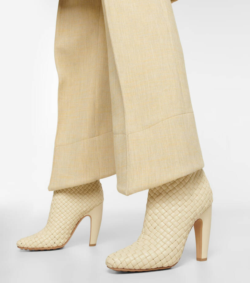 Bottega Veneta Canalazzo Woven Booties Women's 35/5US Butter Square Toe Pull On