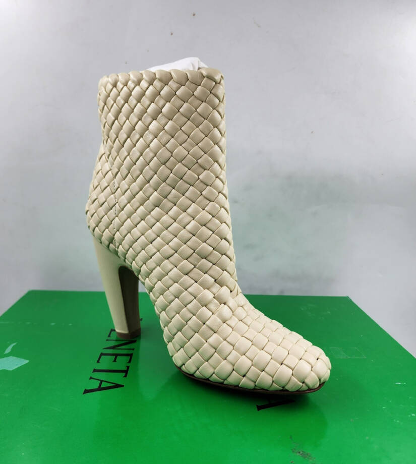 Bottega Veneta Canalazzo Woven Booties Women's 35/5US Butter Square Toe Pull On