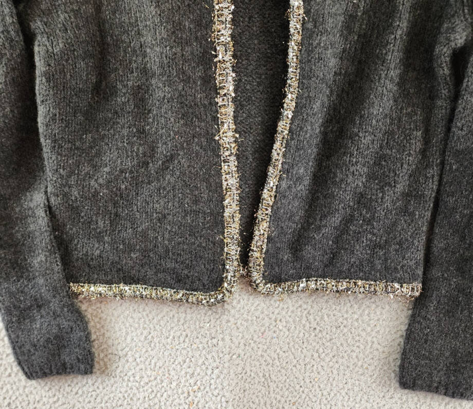 Rag & Bone Davies Wool Blend Cardigan Women's S Charcoal Contrast Trim L/S