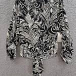 Karen Kane Printed Blouson Sleeve Blouse Women's S Black Pullover Style