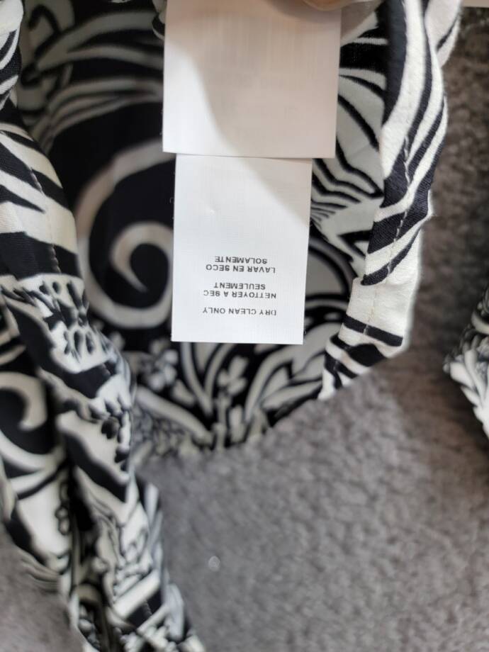 Karen Kane Printed Blouson Sleeve Blouse Women's S Black Pullover Style