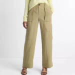 Vince Mid-Rise Fluid Cargo Pants Women 10 Earthly Zip Fly with Button Closure