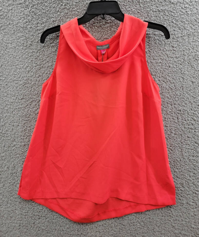 Vince Camuto Sleeveless Cowl Neck Top Women's S Tulip Red Keyhole Back Pullover
