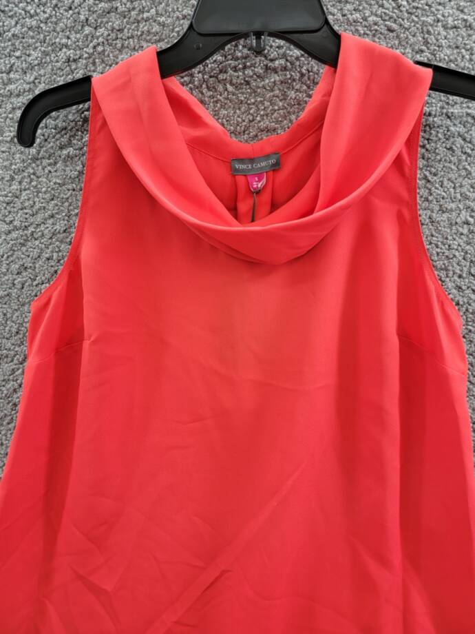 Vince Camuto Sleeveless Cowl Neck Top Women's S Tulip Red Keyhole Back Pullover