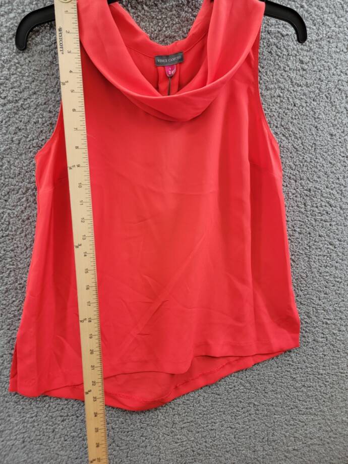 Vince Camuto Sleeveless Cowl Neck Top Women's S Tulip Red Keyhole Back Pullover
