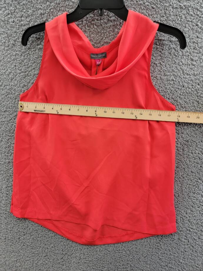 Vince Camuto Sleeveless Cowl Neck Top Women's S Tulip Red Keyhole Back Pullover