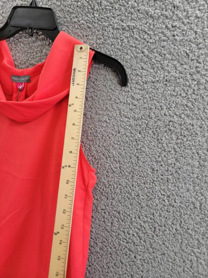 Vince Camuto Sleeveless Cowl Neck Top Women's S Tulip Red Keyhole Back Pullover