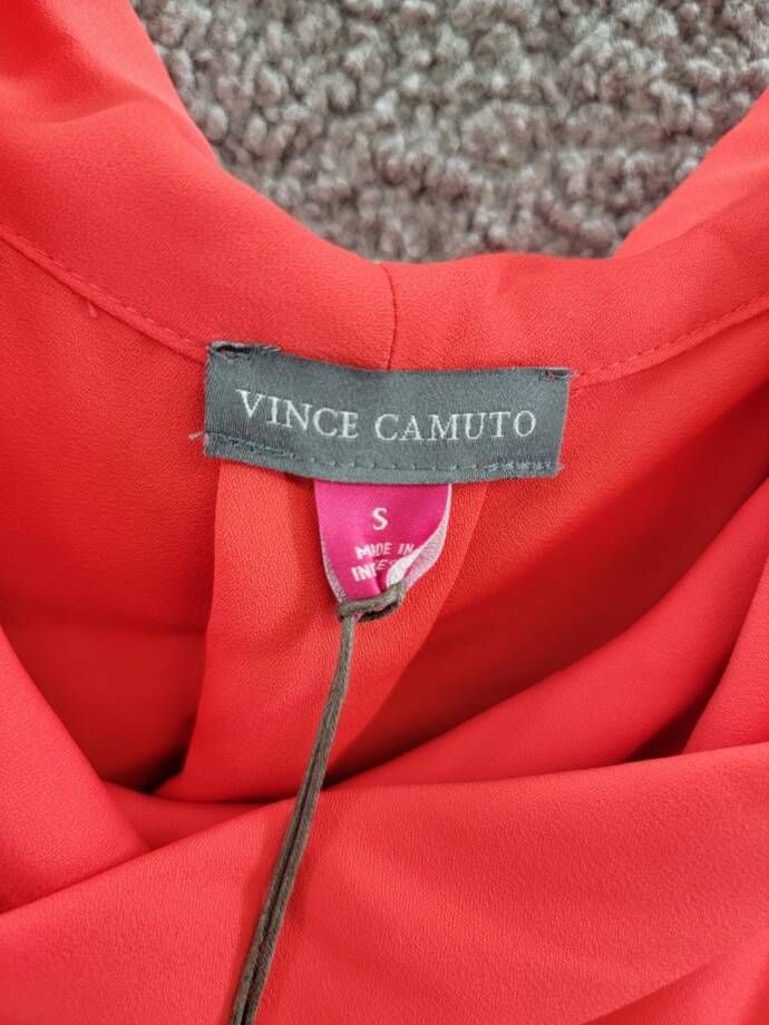 Vince Camuto Sleeveless Cowl Neck Top Women's S Tulip Red Keyhole Back Pullover