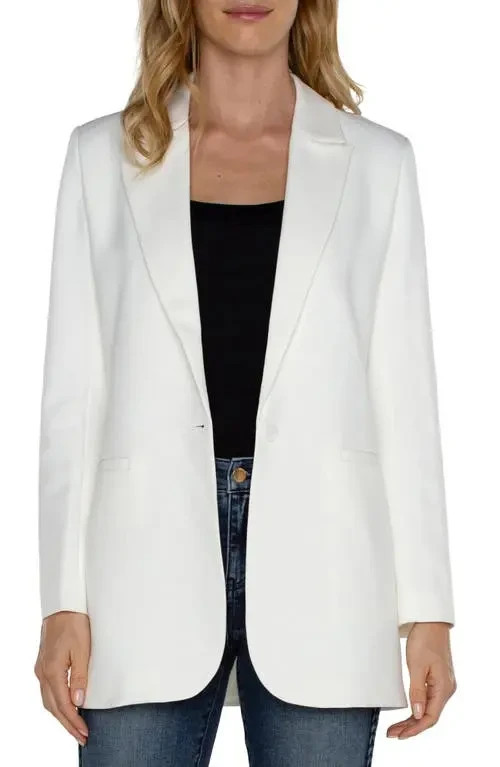 Liverpool Los Angeles Button Front Oversized Front Blazer Womens Small Porcelain