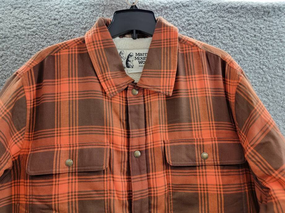 Marmot Ridgefield Plaid Fleece-Lined Flannel Shirt Jacket Men's XL Chocolate