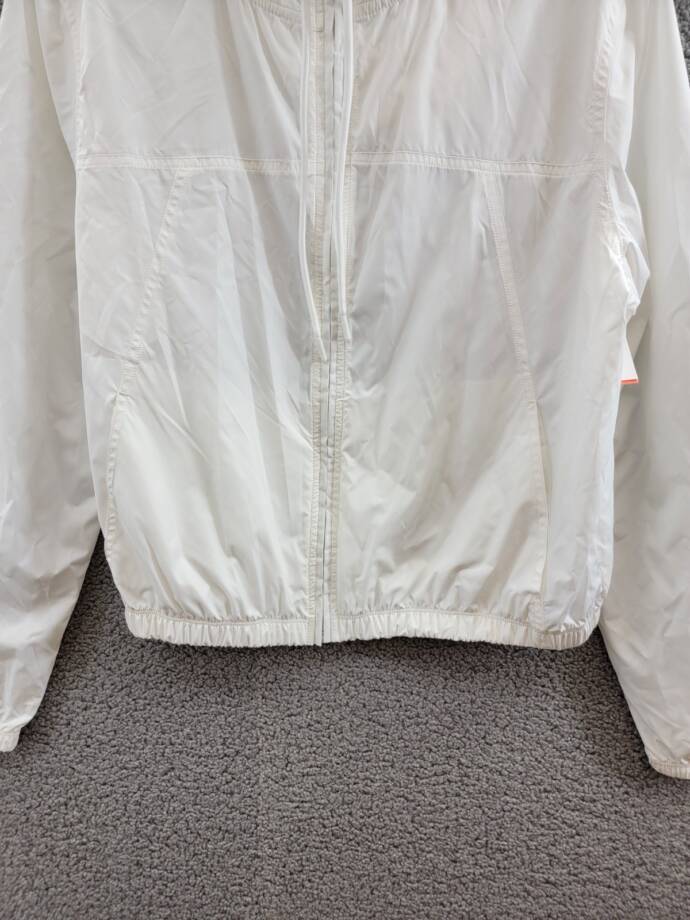 AQUA Athletic Cropped Windbreaker Jacket Women's Large White Front Zip Closure