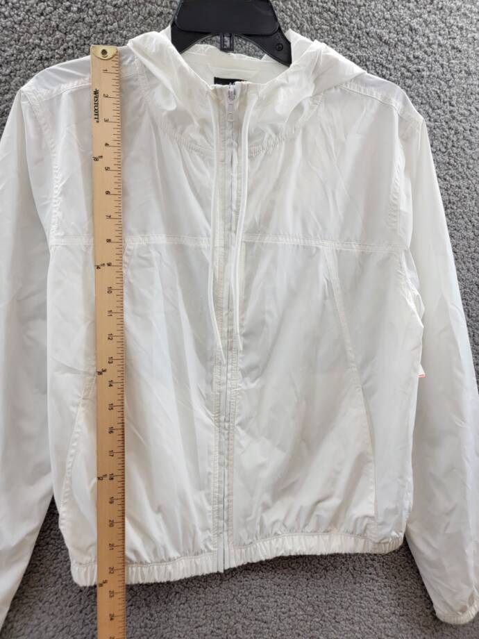 AQUA Athletic Cropped Windbreaker Jacket Women's Large White Front Zip Closure