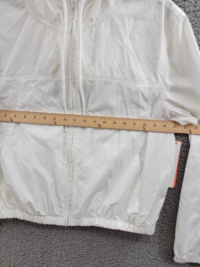 AQUA Athletic Cropped Windbreaker Jacket Women's Large White Front Zip Closure