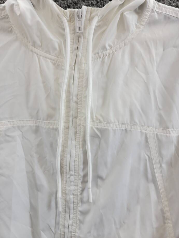 AQUA Athletic Cropped Windbreaker Jacket Women's Large White Front Zip Closure