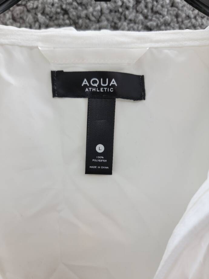 AQUA Athletic Cropped Windbreaker Jacket Women's Large White Front Zip Closure