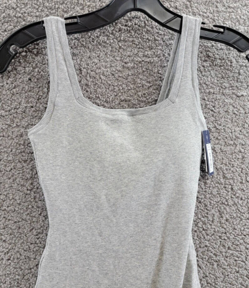 Gap GapBody Logo Comfort Thong Bodysuit Women's XS Heather Gray Removable Cups~