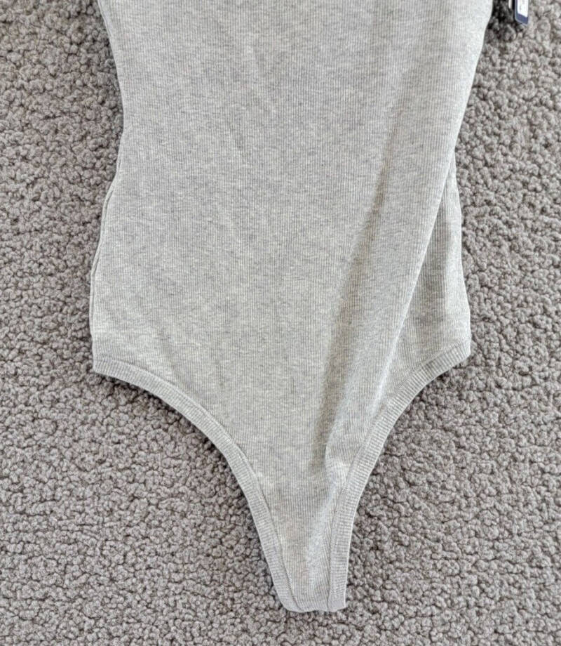 Gap GapBody Logo Comfort Thong Bodysuit Women's XS Heather Gray Removable Cups~