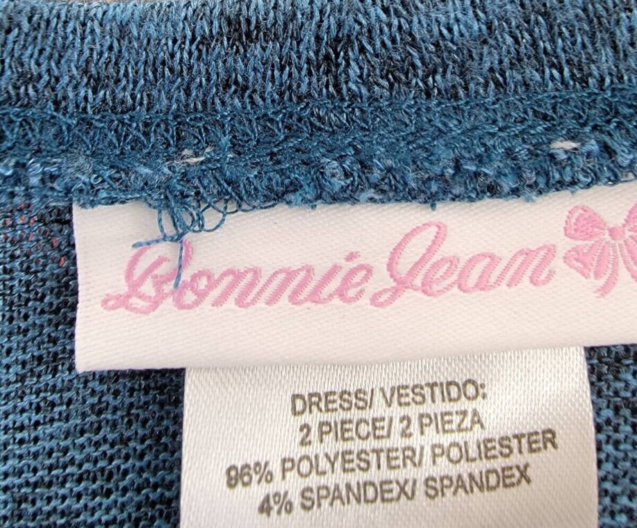 Bonnie Jean Double Bell Sleeves Knit Dress & Matching Scarf Set Girls 12 Blue~
