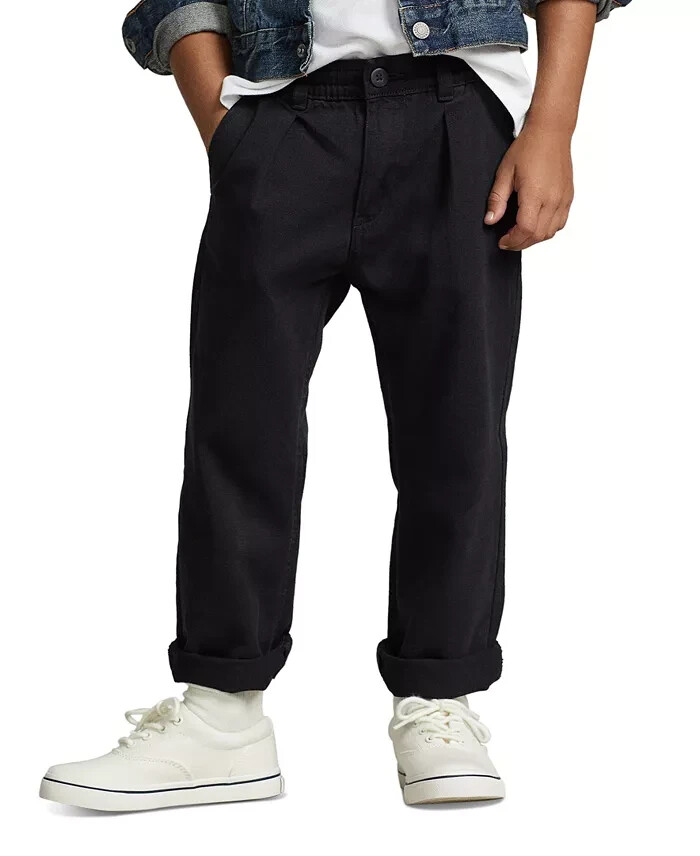 Polo Ralph Lauren Cropped Twill Pants Boys' 16 Black Pockets Button Zip Closure