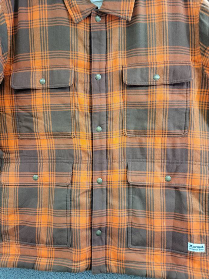 Marmot Ridgefield Plaid Fleece-Lined Flannel Shirt Jacket Men's XL Chocolate