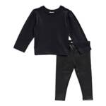 Splendid Gunmetal Hearts Top & Pants Baby Girls 18-24 Months Black Crew Neck