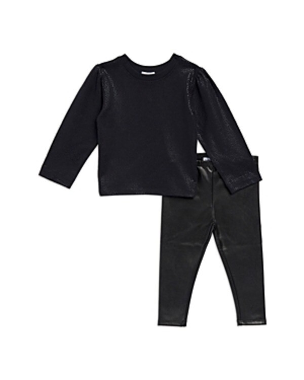 Splendid Gunmetal Hearts Top & Pants Baby Girls 18-24 Months Black Crew Neck