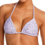 AQUA Bandana Print Triangle Bikini Top Women's S Lavender Ties at Neck and Back