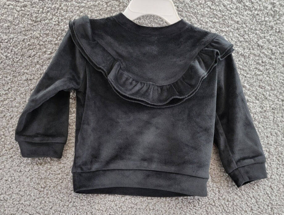 Splendid Velour Ruffle Sweatsuit 2-Piece Set Baby Girls 3-6M Black Fleece Lined