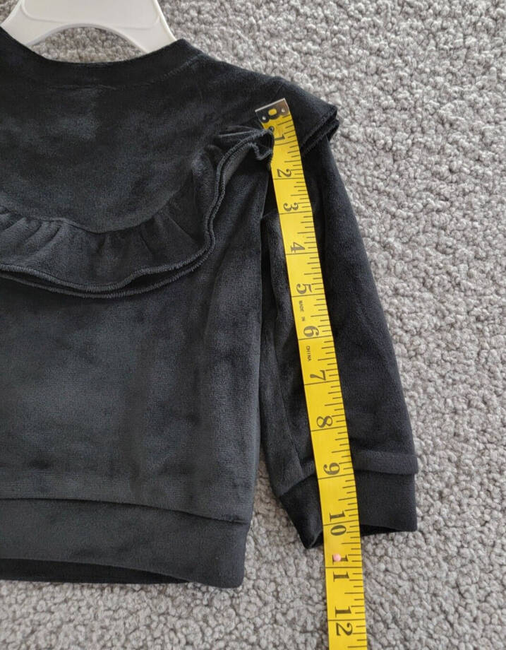 Splendid Velour Ruffle Sweatsuit 2-Piece Set Baby Girls 3-6M Black Fleece Lined