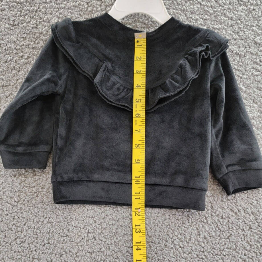 Splendid Velour Ruffle Sweatsuit 2-Piece Set Baby Girls 3-6M Black Fleece Lined