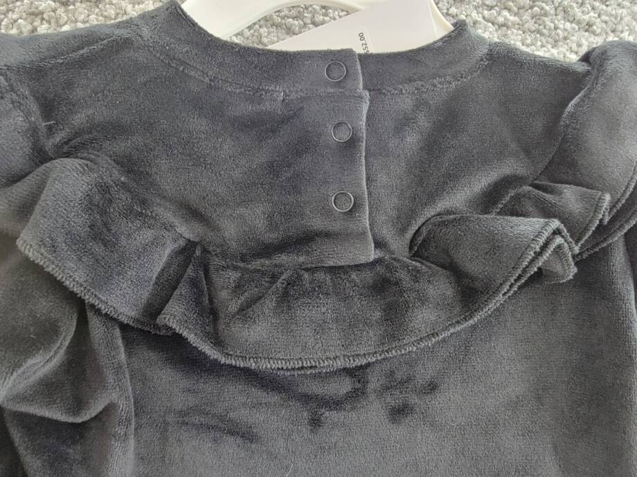 Splendid Velour Ruffle Sweatsuit 2-Piece Set Baby Girls 3-6M Black Fleece Lined