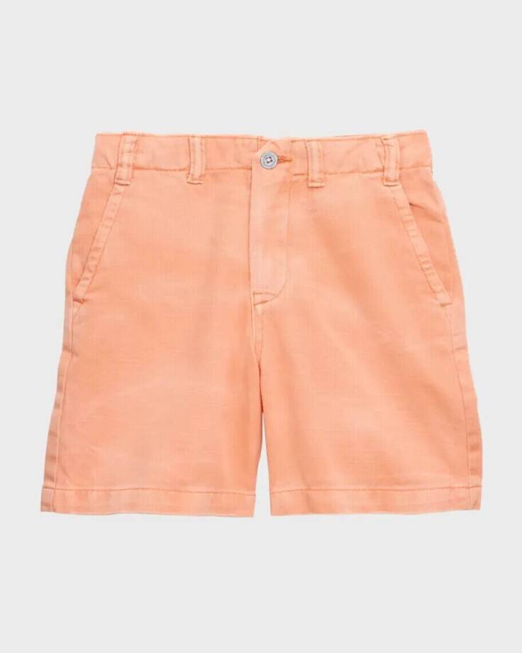 Polo Ralph Lauren Chino Shorts Boy's 7 Coral Solid Elasticized Waist Button Zip~