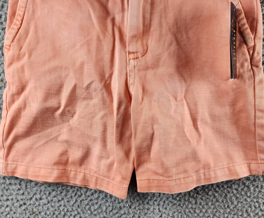Polo Ralph Lauren Chino Shorts Boy's 7 Coral Solid Elasticized Waist Button Zip~