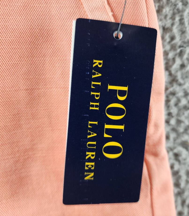 Polo Ralph Lauren Chino Shorts Boy's 7 Coral Solid Elasticized Waist Button Zip~