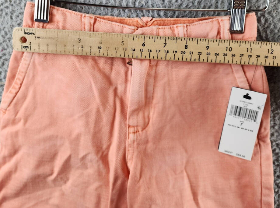 Polo Ralph Lauren Chino Shorts Boy's 7 Coral Solid Elasticized Waist Button Zip~