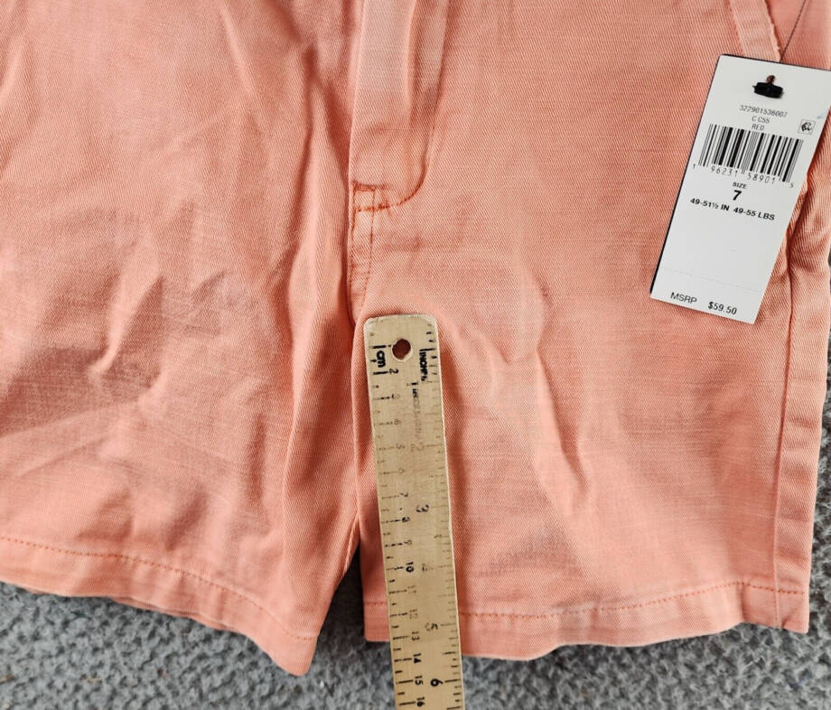 Polo Ralph Lauren Chino Shorts Boy's 7 Coral Solid Elasticized Waist Button Zip~