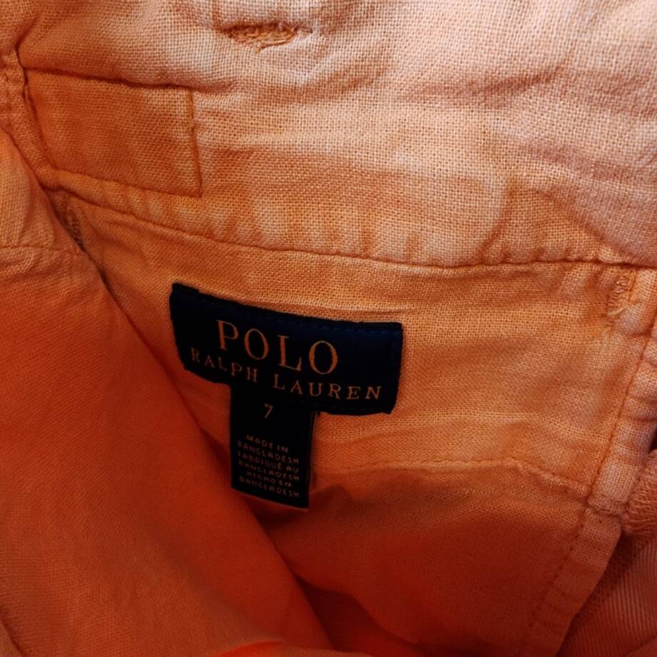 Polo Ralph Lauren Chino Shorts Boy's 7 Coral Solid Elasticized Waist Button Zip~