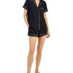 I.N.C. International Concepts 2-Pc. Stretch Satin Pajamas Women's XS Black