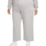 Nike Plus Size Fleece Mid-Rise Wide-Leg Sweatpants Women's 1X Dark Grey Heather~