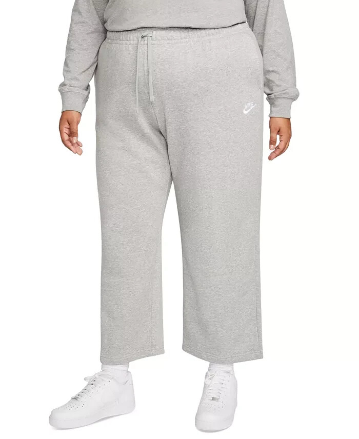 Nike Plus Size Fleece Mid-Rise Wide-Leg Sweatpants Women's 1X Dark Grey Heather~
