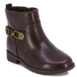Nine West Lil Amara Bootie Toddler Girls 9M Brown Almond Toe Side Zipper Closure