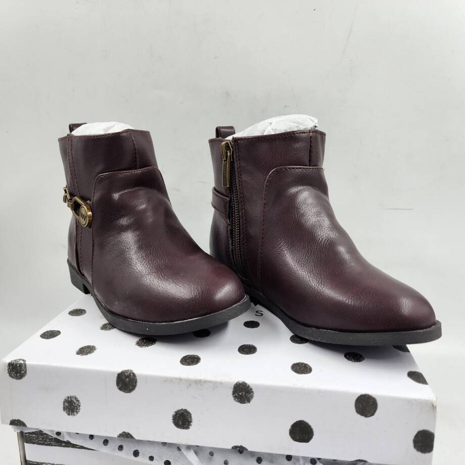Nine West Lil Amara Bootie Toddler Girls 9M Brown Almond Toe Side Zipper Closure