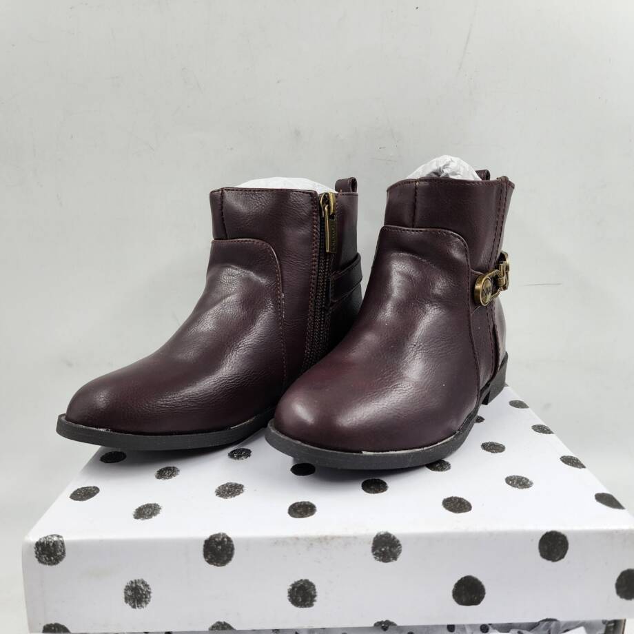 Nine West Lil Amara Bootie Toddler Girls 9M Brown Almond Toe Side Zipper Closure